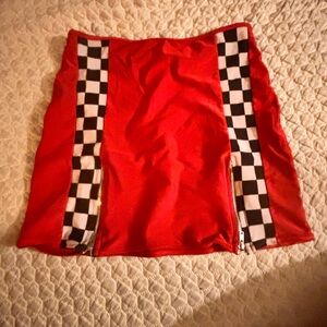 Forplay Red and Black Checkered Mini Skirt